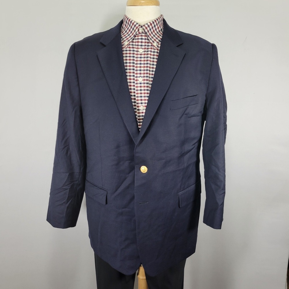 Lauren Ralph Lauren Men's Sport Coat Blazer Two Button Navy Blue Wool Size 46R